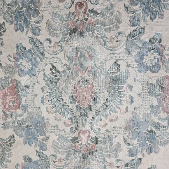 Upholstery Tapestry Fabric Material Renaissance Baroque Blue Cream 56" Wide by Y - Picture 2 of 9